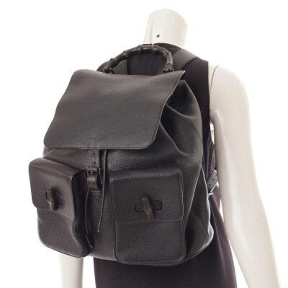 Gucci Bamboo Drawstring Backpack Rucksack Black - image 8